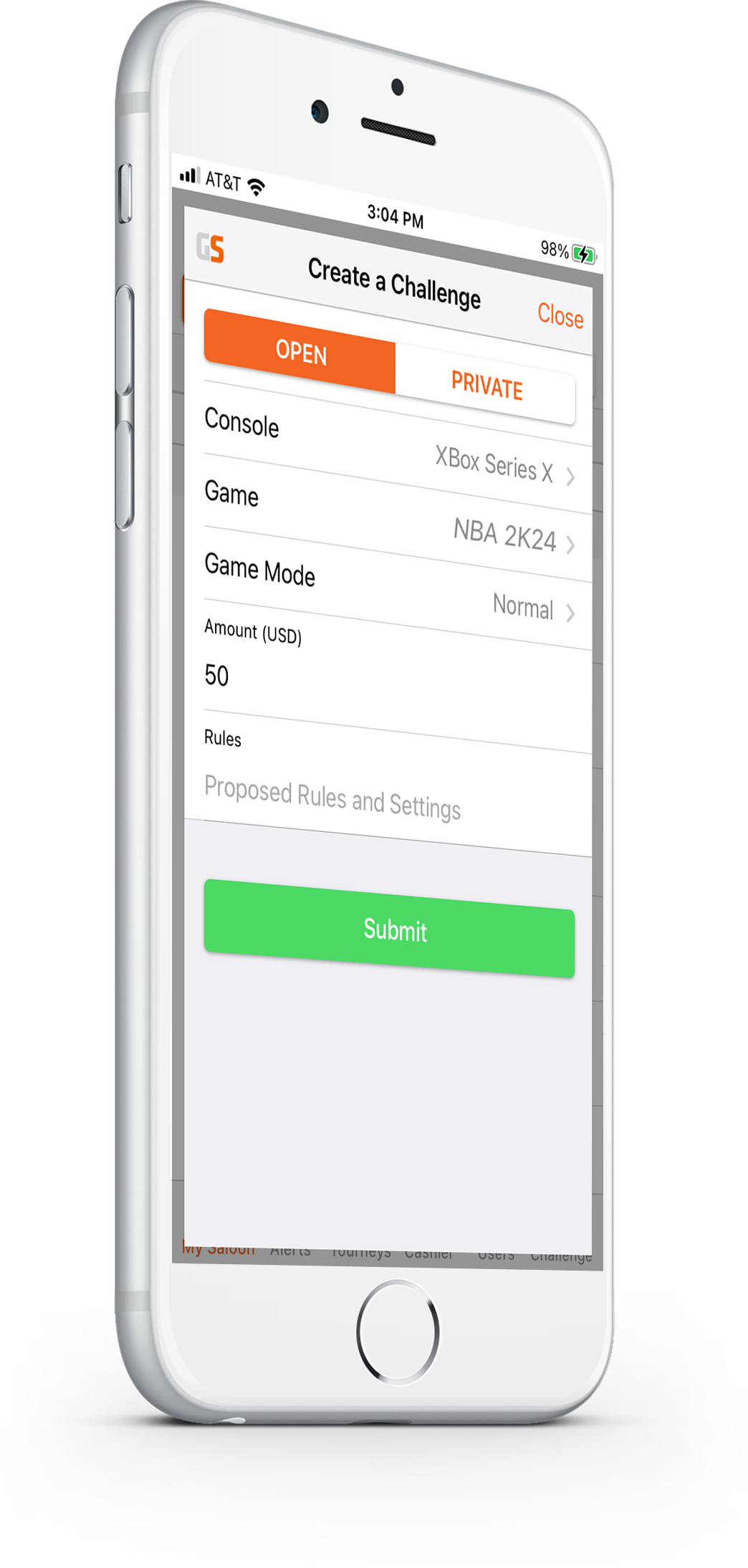 Setup 1v1 NBA2K matches on your phone.